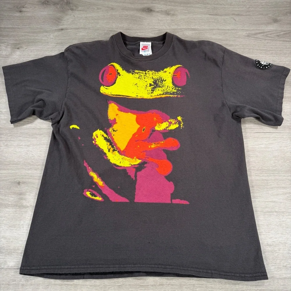 Vintage Nike Huarache T Shirt Poison Dart Frog 90s USA Large